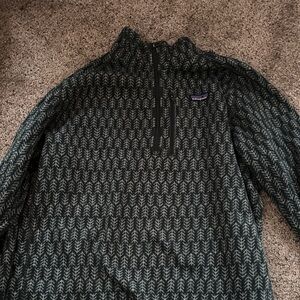 Patagonia Men's Patterned Zip-Up Sweater - Dark Green